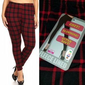 1x-3x NEW Plus Size Printed Fleece Lined Leggings